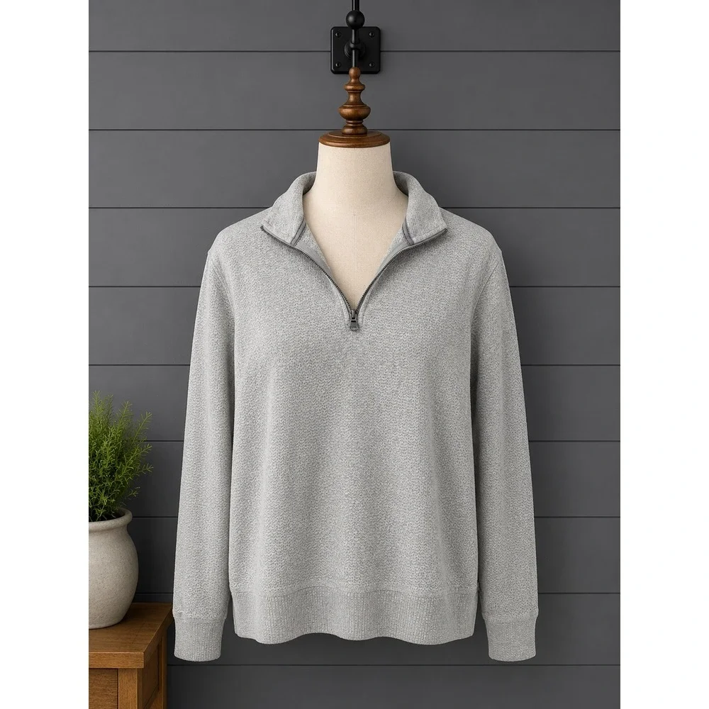 Faherty Textured Knit Quarter Zip Pullover Mens Size M 100% Good Earth Cotton